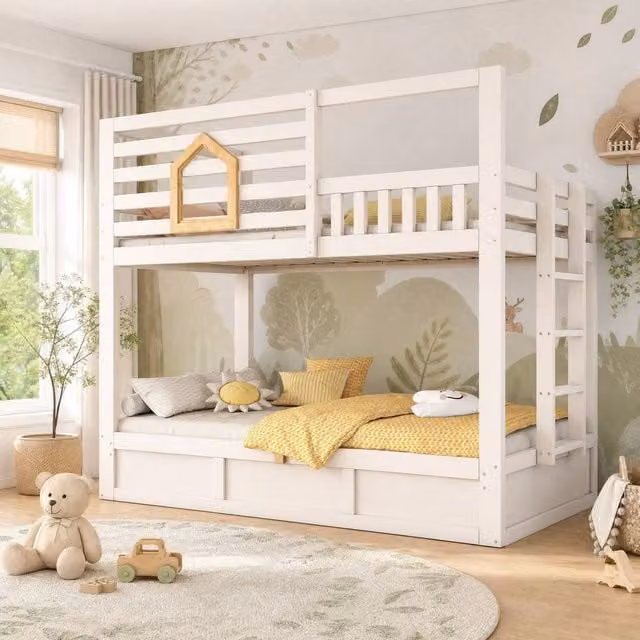 STILVORA Childrens House Frame Bed with Lift Up Storage Base, White, W/D/H: 90 x 190 x 35 cm