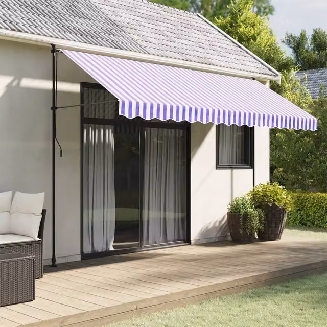 Berkfield Home Replacement Awning Valance Fabric, Blue and White Stripe, 4 m
