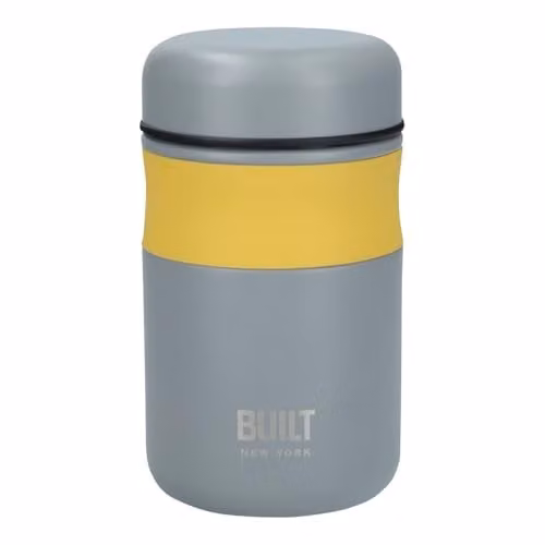 BUILT Stainless Steel Double Wall Vacuum Insulated Food Flask, Grey, 490 ml