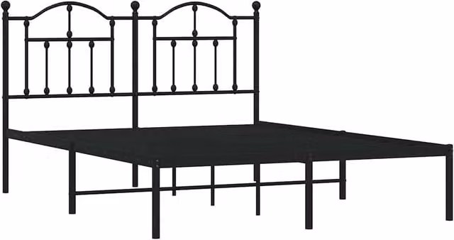 Berkfield Home Metal Bed Frame with Headboard in Black, W/D/H: 140 x 190 x 97 cm – 1