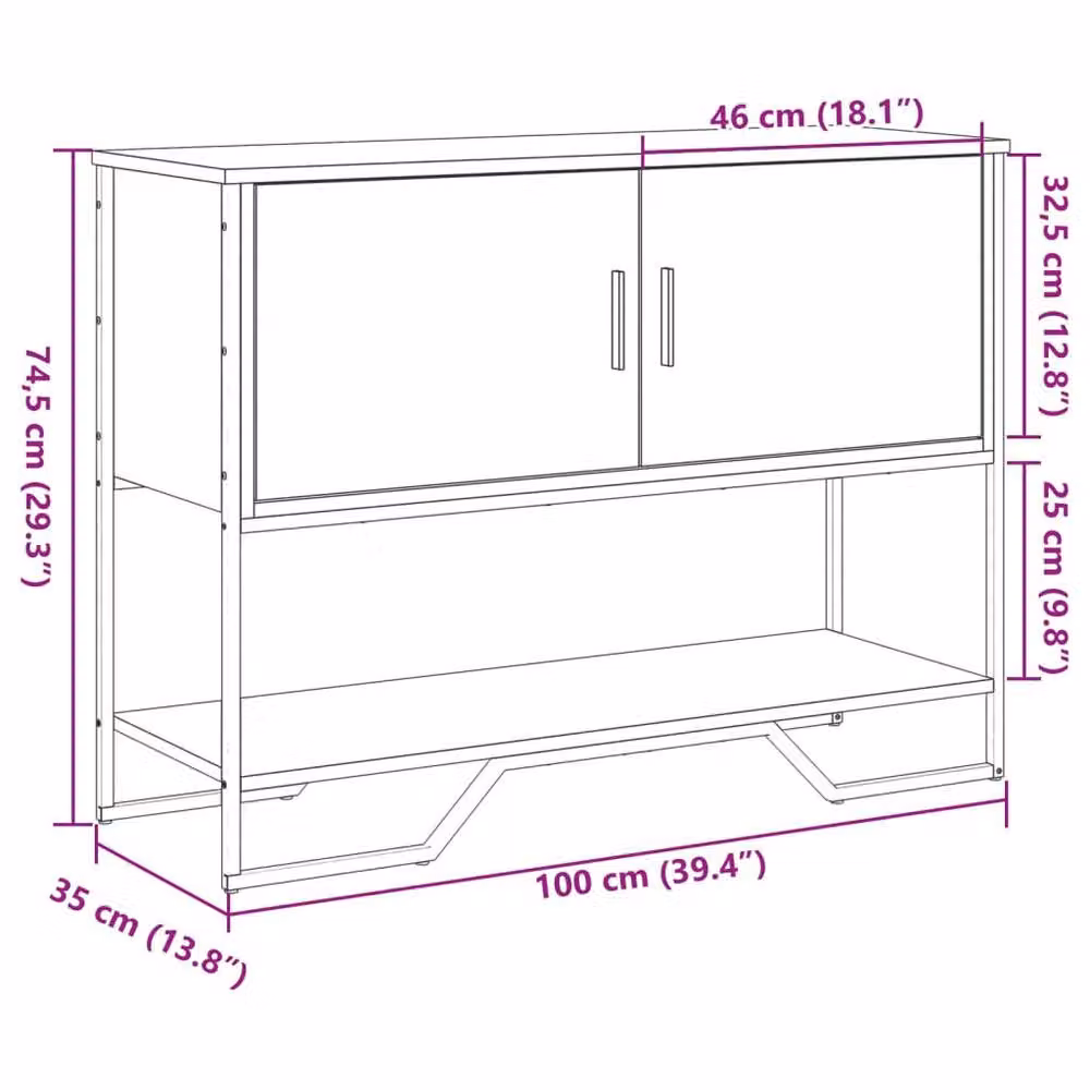 Berkfield Home Smoked Oak Console Table in Brown, W/D/H: 100 x 35 x 74.5 cm – 4