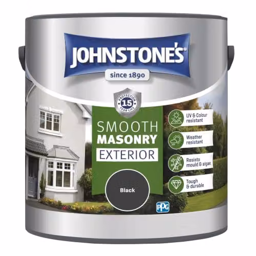 Johnstone's Exterior Smooth Masonry Paint in Black, 2.5 L – 3