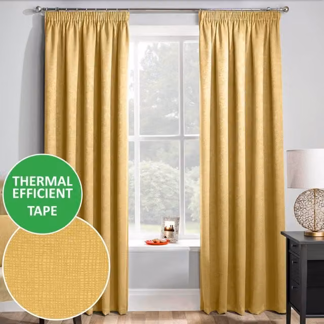 Enhanced Living Matrix Thermal Noise Reducing Dim Out Curtains, Yellow, Height: 229 cm, Width: 137 cm