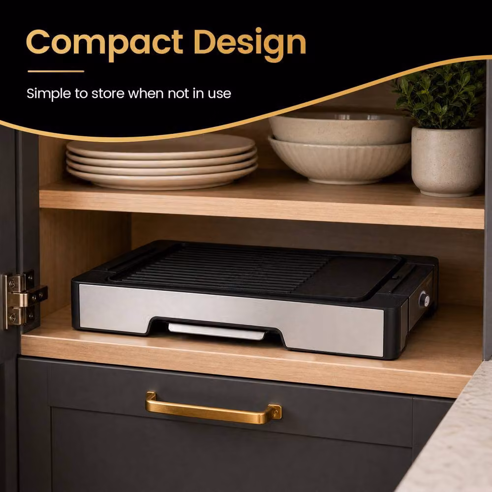 Costway 2300W Electric Indoor Grill and Griddle with Nonstick Die Cast Metal Surface in Black – 8