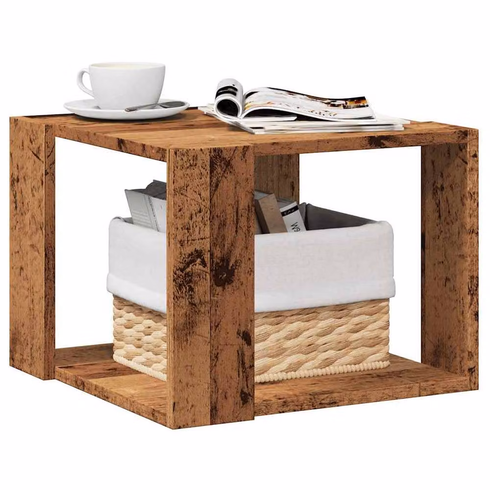 Berkfield Home Rustic Brown Coffee Table in Engineered Wood, W/D/H: 40 x 40 x 30 cm – 2