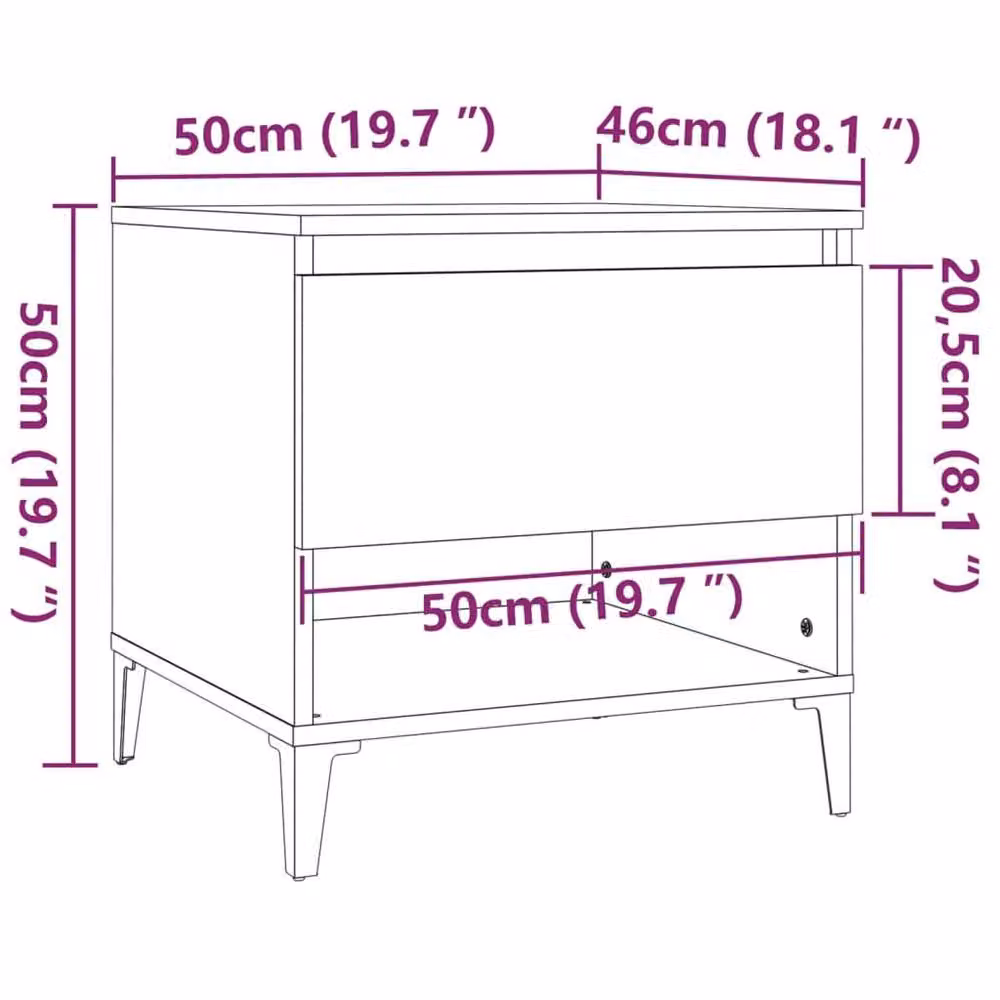 Berkfield Home Modern Black Square Side Table W/D/H: 50 x 46 x 50 cm – 4