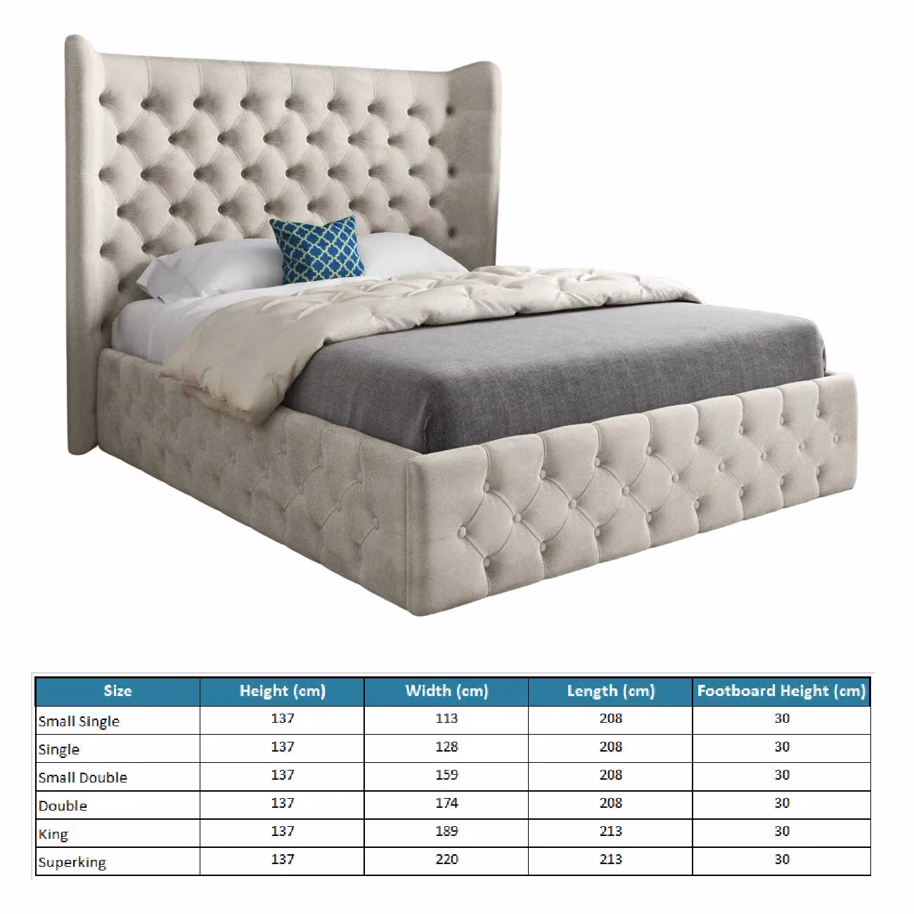 Casani Florence Upholstered Velvet Bed Frame in Beige, W/D/H: 180 x 137 x 189 cm – 4