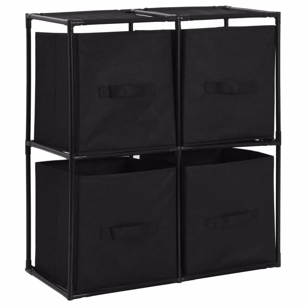 Berkfield Home Storage Cabinet with 4 Fabric Baskets, Black Metal, W/D/H: 63 x 30 x 71 cm – 3