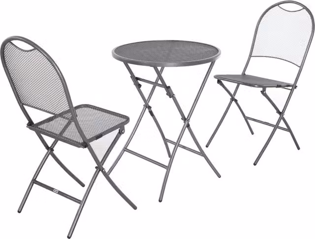 Pacific Lifestyle Cafe Latte Folding Bistro Set for 2 in Silver and Grey Metal
