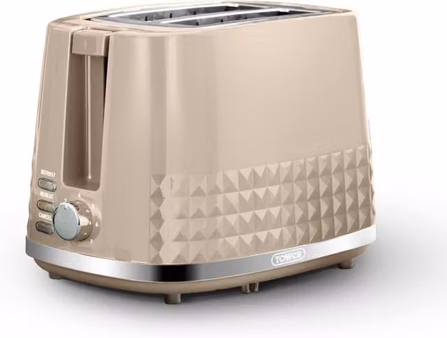 Tower 2 Slice Toaster in Black or Beige with Cable Storage