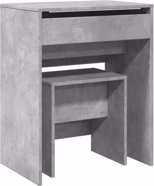 Berkfield Home Dressing Table and Stool in Grey, W/D/H: 60 x 40 x 113.5 cm
