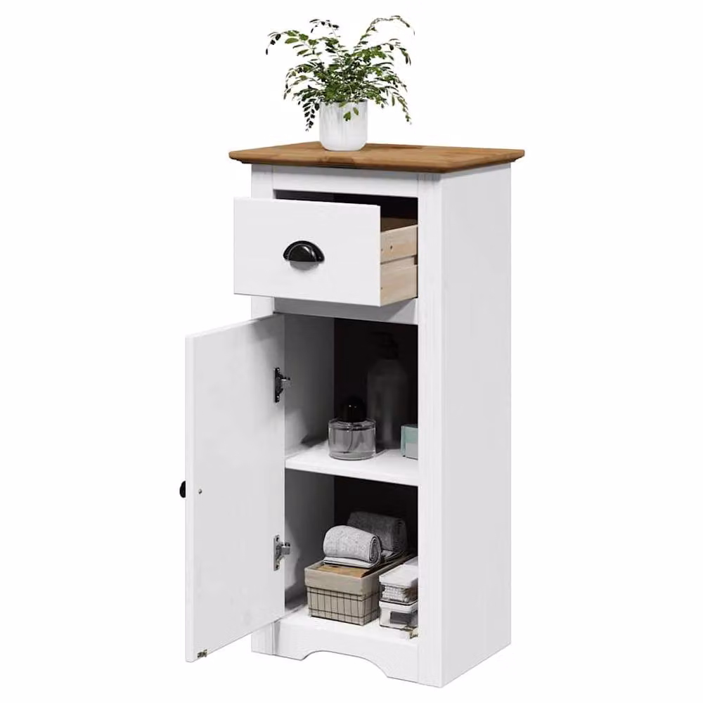 Berkfield Home BODO Durable Freestanding Bathroom Cabinet in White and Brown, W/D/H: 44 x 30 x 90 cm – 2