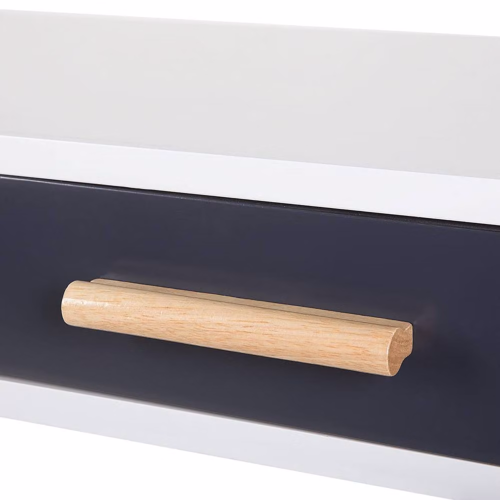 Wyld and Coco Compact White Writing Desk with Oak Legs, W: 120 cm, D: 45 cm, H: 75 cm – 4