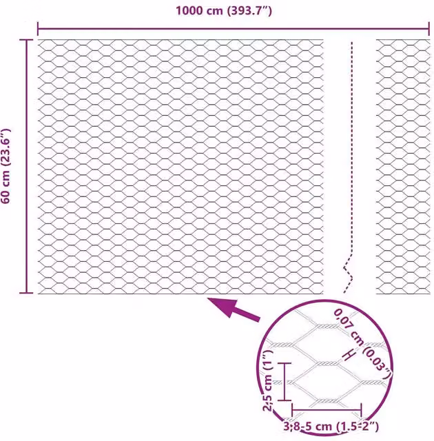 Berkfield Home Green PVC Coated Steel Hexagon Fence, H: 60 cm x L: 10 m – 1