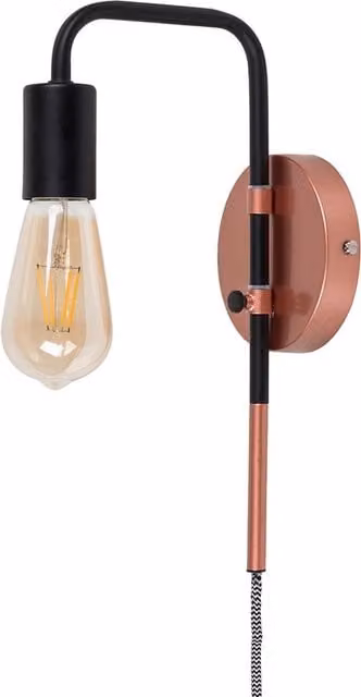 ValueLights Holden Plug in Adjustable Swing Arm Metal Wall Light in Black