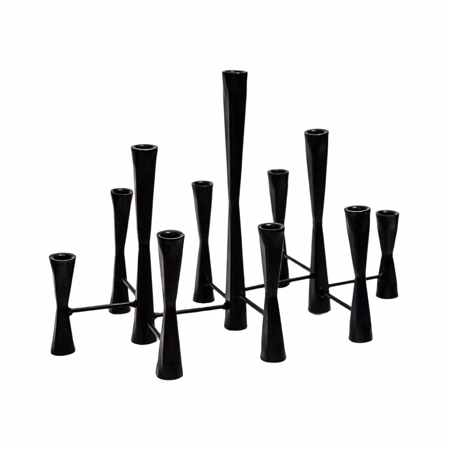 Ivyline Parker 11 Piece Black Modern Metal Candle Centerpiece, W: 52 cm, H: 42 cm – 2