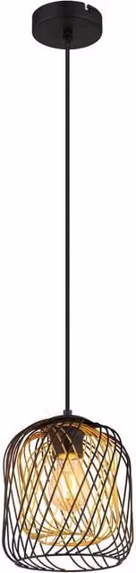 Netlighting Dichti Round Wire Frame Pendant Ceiling Light, Black, Diameter: 18 cm