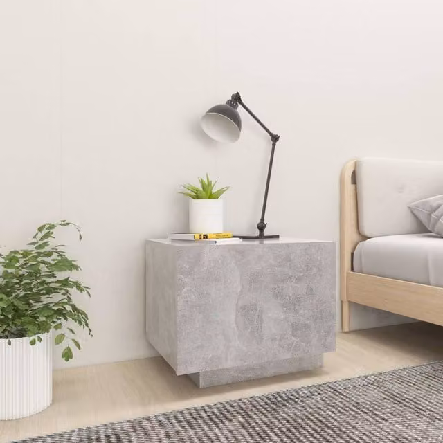 Berkfield Home Decorative Bedside Cabinet in Concrete Grey, W/D/H: 100 x 35 x 40 cm