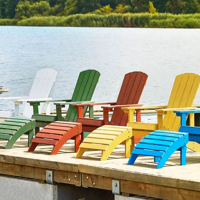 Wyld and Coco Red Wood-Effect Garden Lounge Chair with Footstool