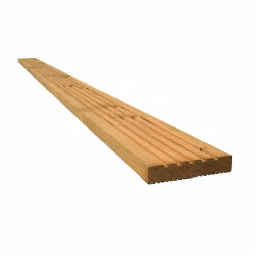 Snowdon Timber Dual Sided Treated Decking Board, 15 Pack, Brown, L 2.4 m x W 12 cm x T 2.4 cm