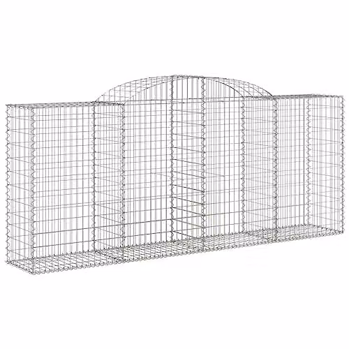 vidaXL Arched Gabion Basket in Silver Galvanised Steel, W: 300 cm, D: 50 cm, H: 120-140 cm