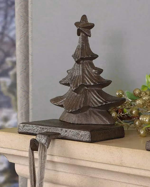 Dibor Set of 2 Brown 3D Christmas Tree Stocking Holders – 3