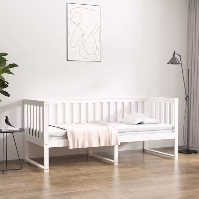 Berkfield Home Rustic White Solid Wood Pine Day Bed W/D/H: 80 x 200 cm – 1