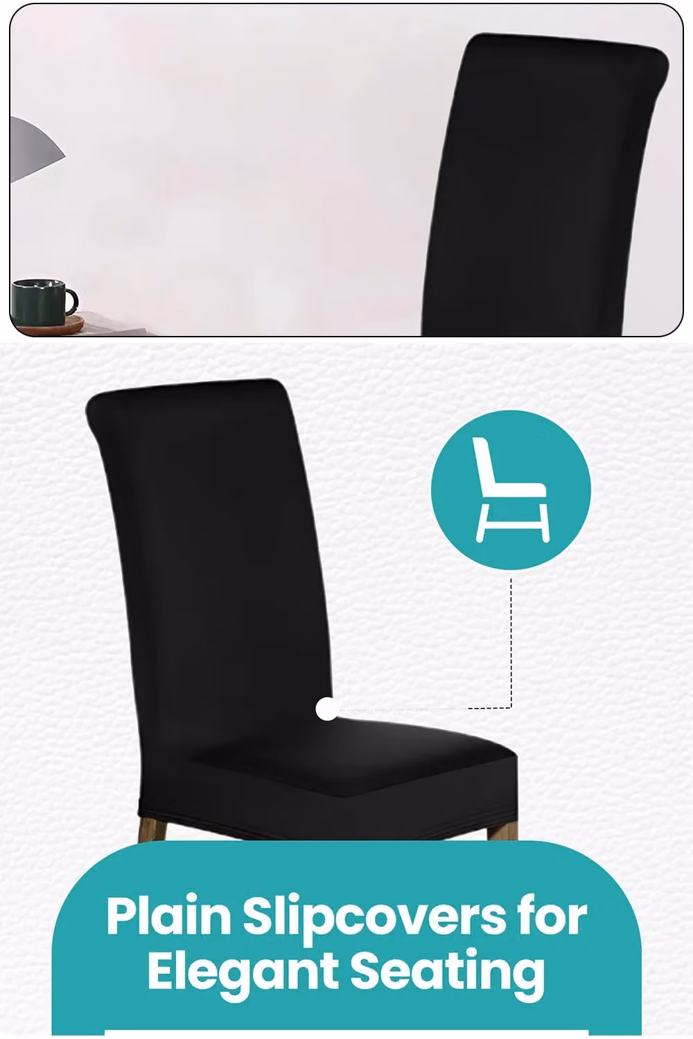Neel Blue Black High-Back Spandex Stretch Universal Armless Dining Chair Protective Slipcover – 3