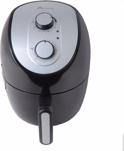 Alivio 1200W Compact Hot Air Fryer with Analog Display in Black