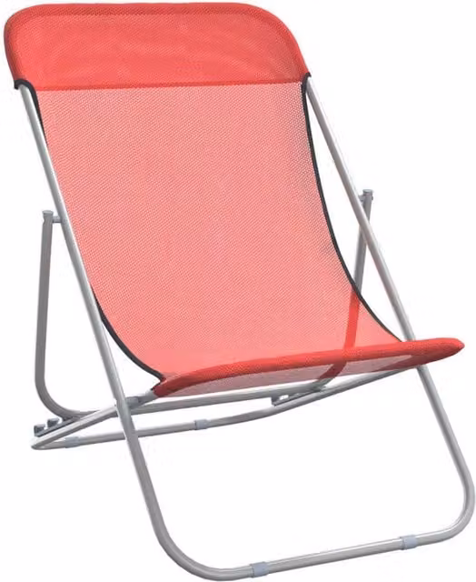 Berkfield Home Beautiful Folding Beach Chairs, 2 Pack, Red Textilene and Powder-coated Steel