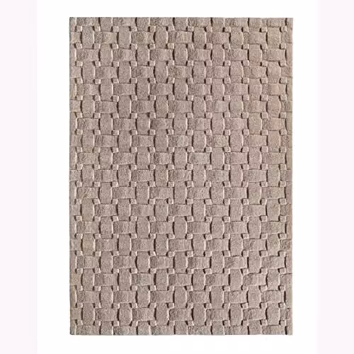 Rugs Direct Basket Weave 3D Geometric Woven Wool Rug in Pink, Rectangular, W/D/H: 150 x 80 x 1 cm
