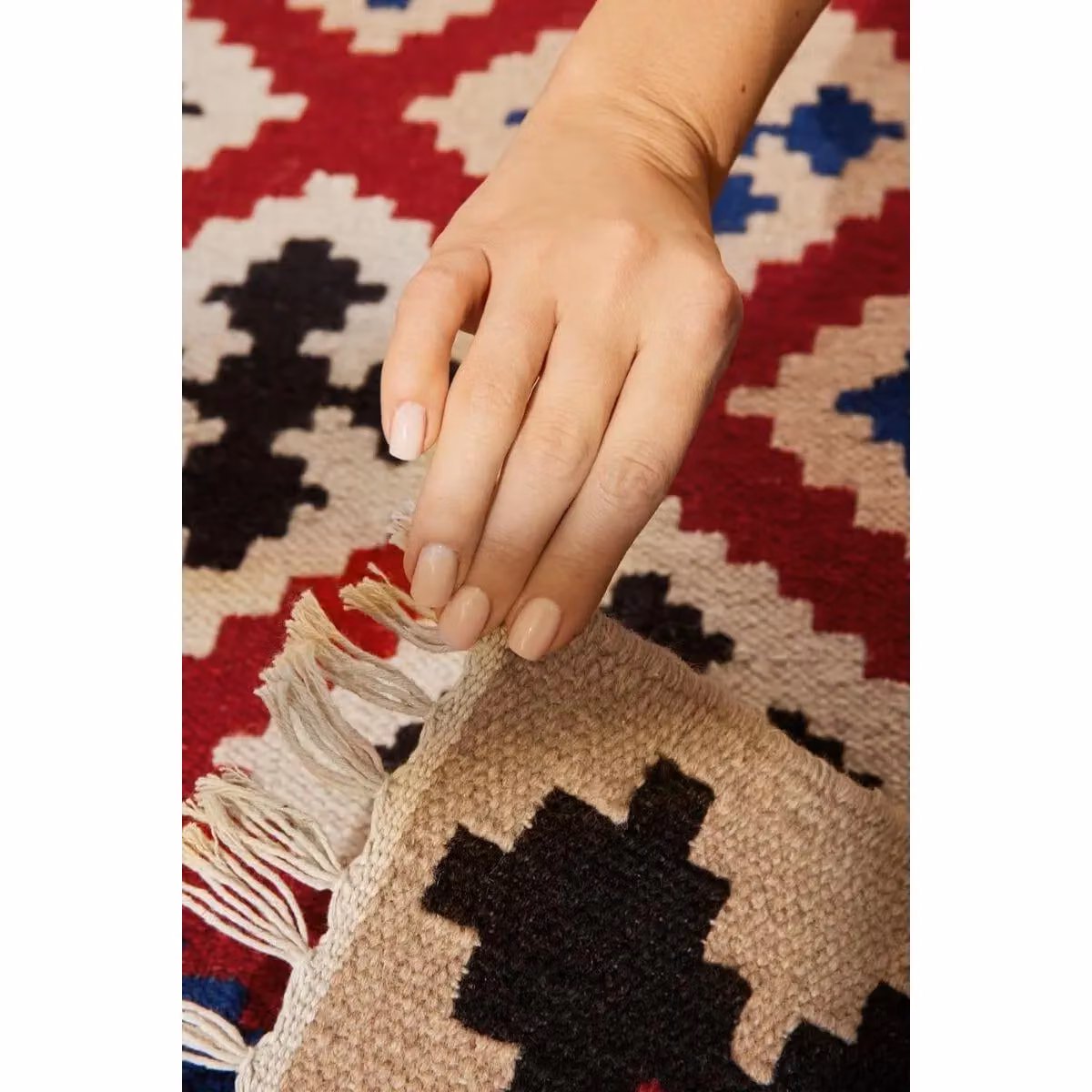 THE RUGS Kamal Kelim Vintage Handwoven Wool and Cotton Reversible Flat Weave Rug, Multicolour, W: 160 cm, D: 230 cm, H: 0.3 cm – 4