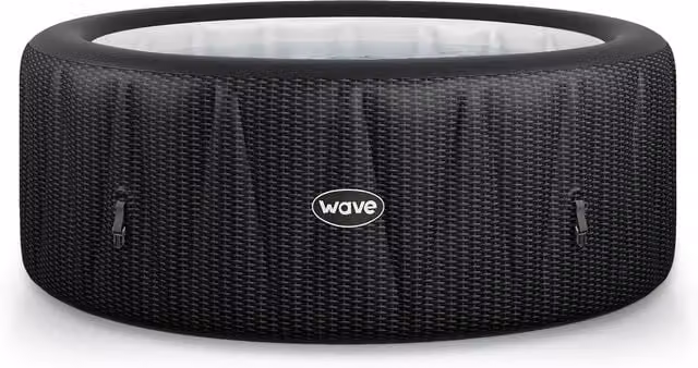 Wave Atlantic 6-Person Inflatable Round Hot Tub with Integrated Heater in Grey and Black Slate Rattan