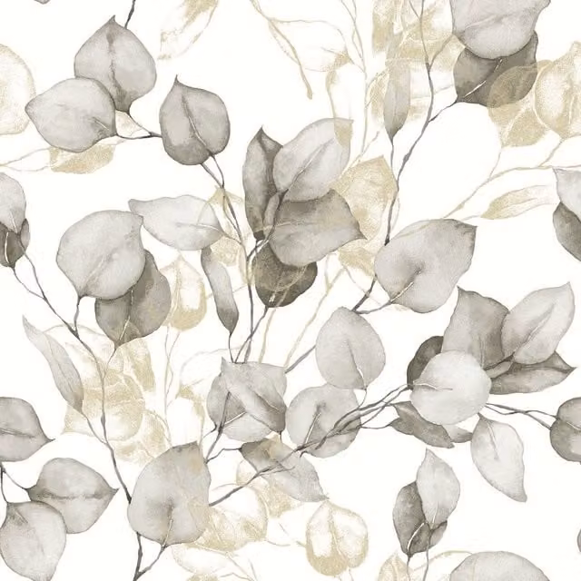 Muriva Eucalyptus Botanical Floral Wallpaper in Beige and Sand
