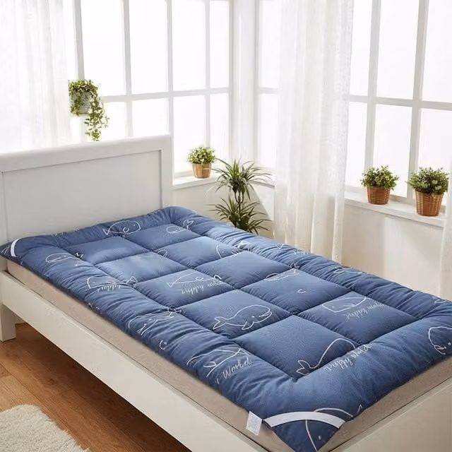 EONLION Single Deep Quilted Brushed Futon Mattress, Blue, W/D/H: 90 x 200 x 10 cm – 1