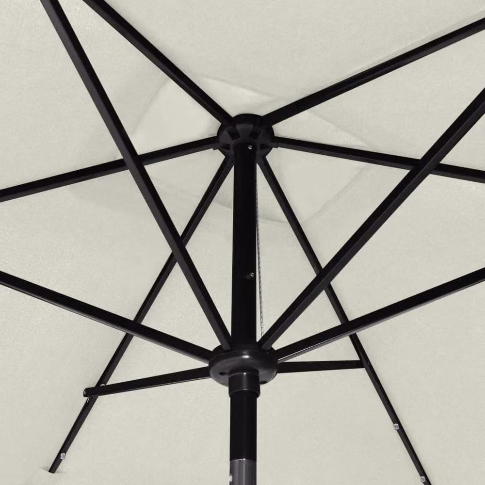 Berkfield Home Parasol with LEDs and Steel Pole in Beige Sand, W: 300 cm, D: 200 cm – 2