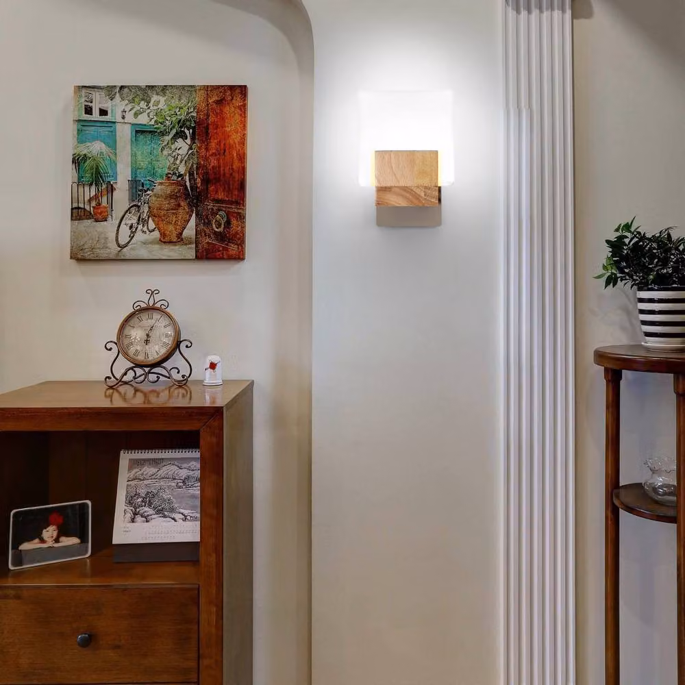 COMELY Vintage G9 LED Indoor Wall Light with Wood and Glass in Walnut – 2