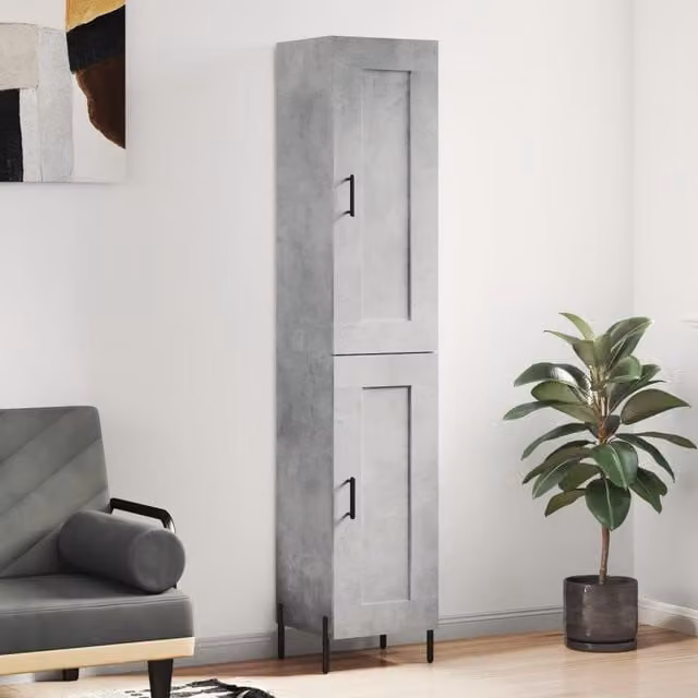 Berkfield Home Highboard in Concrete Grey, W/D/H: 34.5 x 34.0 x 180.0 cm – 1