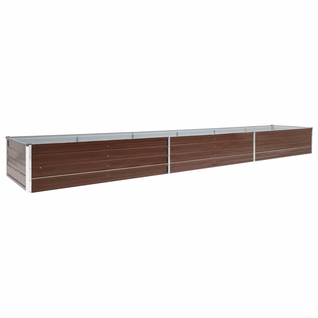 Berkfield Home Garden Brown Galvanised Steel Raised Bed W: 480 cm, D: 80 cm, H: 45 cm – 2