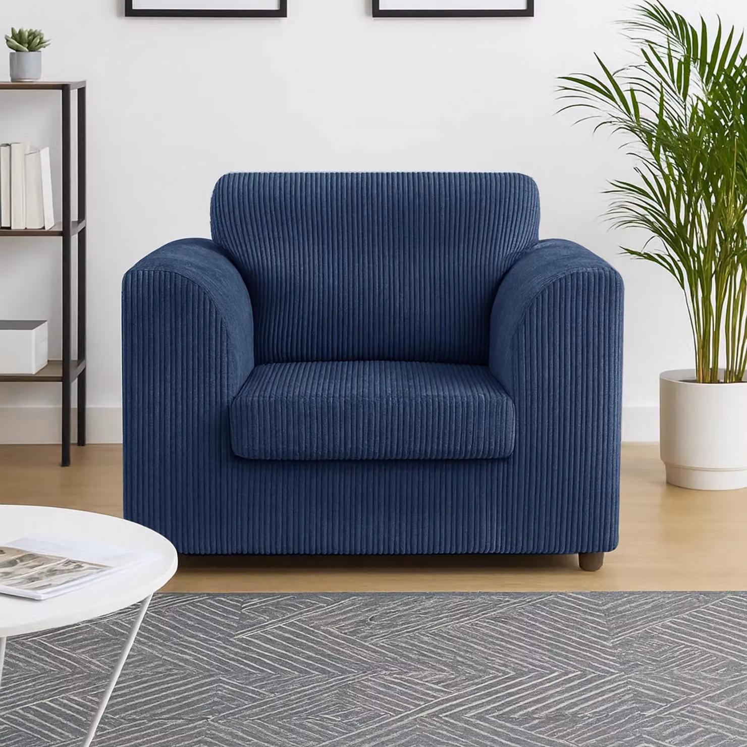 Furnishings For Less UK Luxor Jumbo Cord Fabric Armchair in Mid Blue – 2
