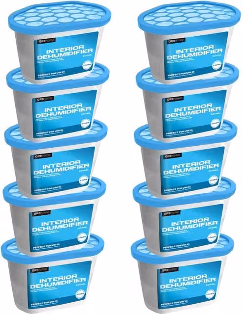 Gr8 Home Interior Dehumidifier Damp Mould Remover, 500ml, 10 Pack, Blue