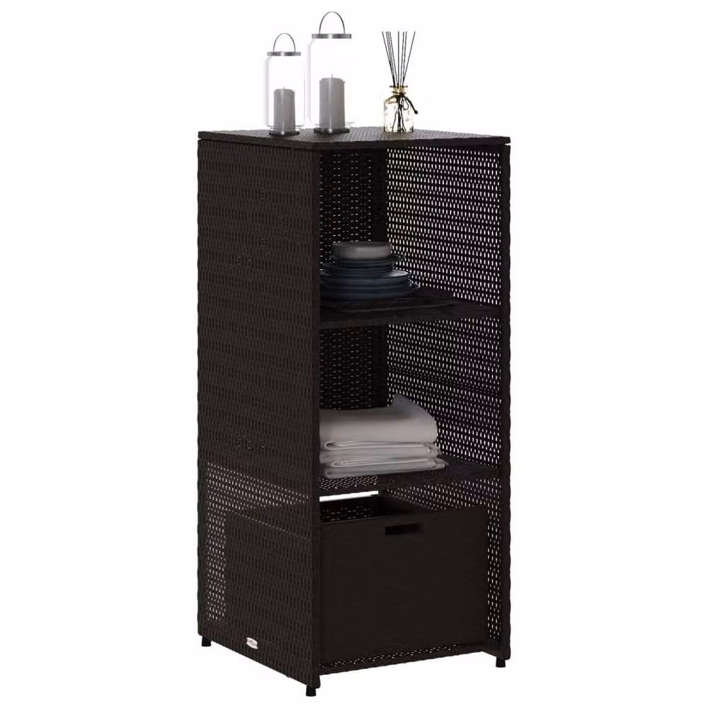 Berkfield Home Garden Storage Cabinet in Black Poly Rattan and Steel, W/D/H: 50 x 55 x 115 cm – 3