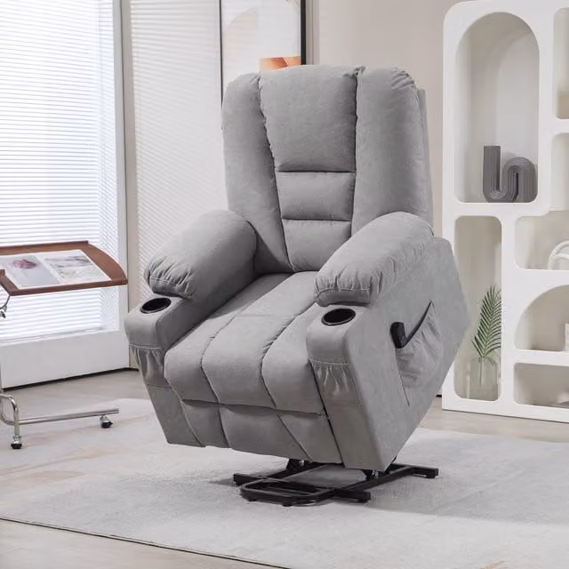 HOMCOM Powered Riser Recliner Chair for Seniors in Light Grey Fabric