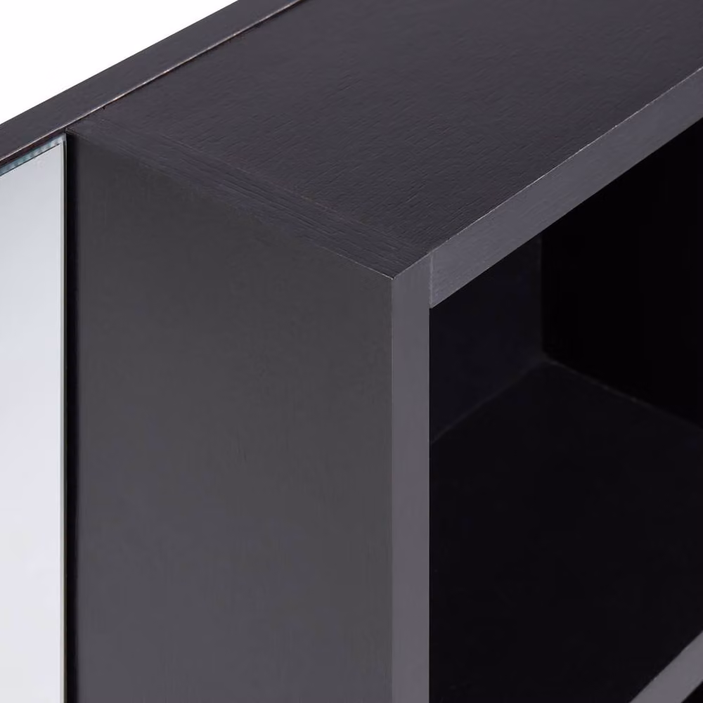 Wyld and Coco Black Wall Mounted Bathroom Mirror and Shelves W: 60 cm, D: 14 cm, H: 54 cm – 4