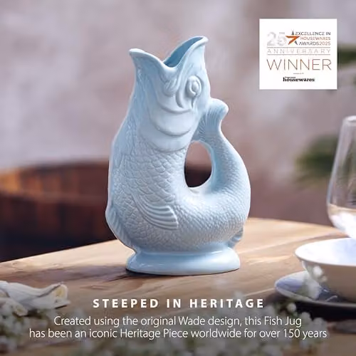 Wade Fish Ceramic Jug, 0.6 l, Eau De Nil Blue – 3