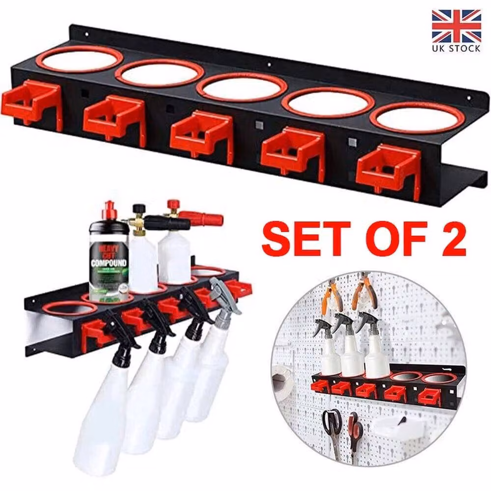 VOGREX 2-Piece Wall Mounted Aerosol Spray Can Storage Rack in Black – 2