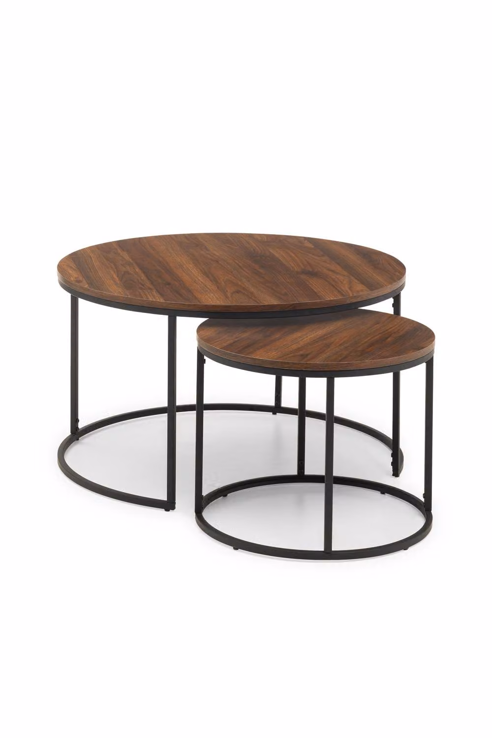 Julian Bowen Bellini Round Nest of 2 Coffee Tables in Walnut and Black – 3