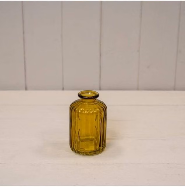 KDMD Yellow Ribbed Glass Bottle