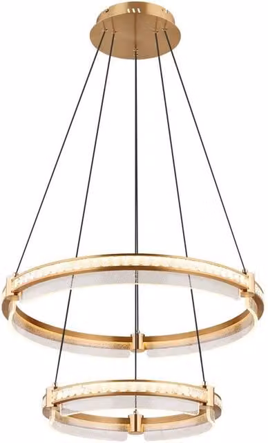 Netlighting Blondie Twin Ring Pendant Light in Gold/Brass with 2x LED, Dimmable and Height Adjustable – 1