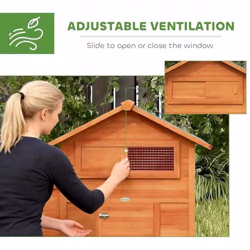 PawHut Orange Wooden Chicken Coop with Nesting Box for 2 Chickens, Ducks or Rabbits, H 96 x W 68 x D 68 cm – 3